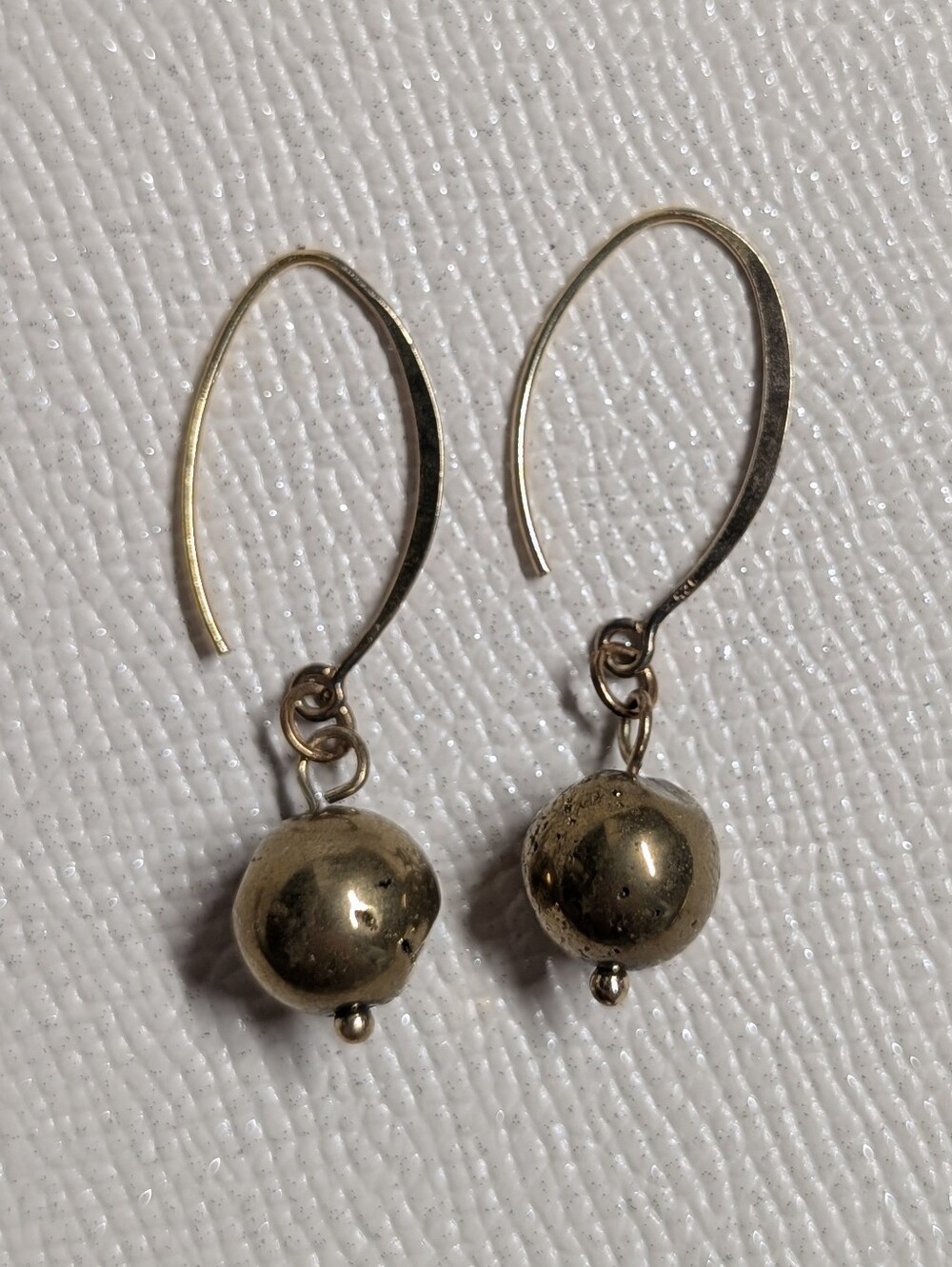 Pyrite Crystal Gold Ball Drop Earrings - Women Jewelry Stamped Gold Vermeil 925